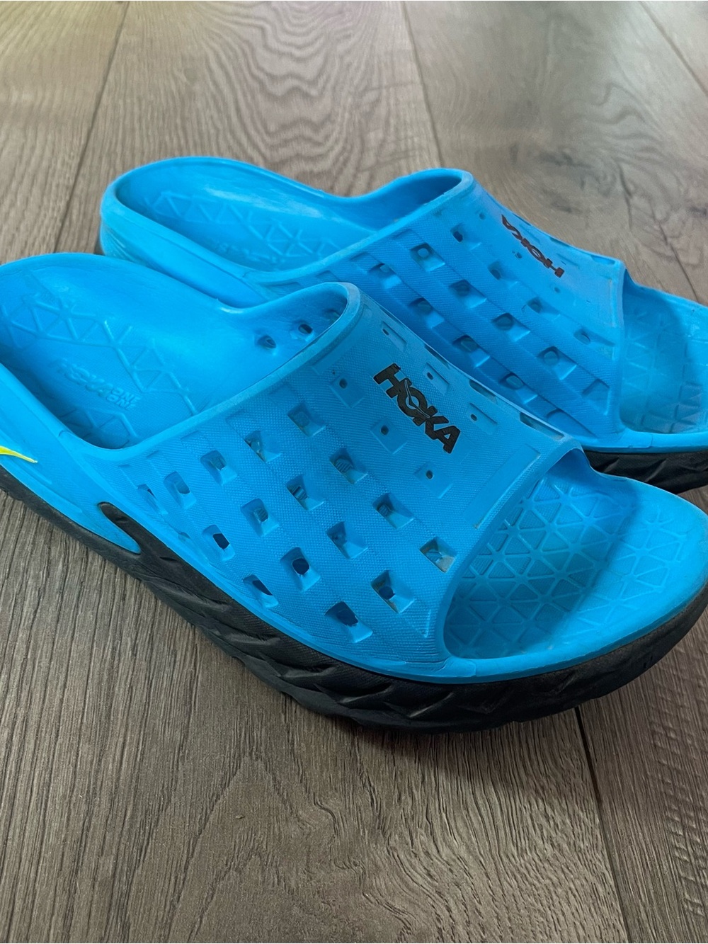 HOKA One Ora Blue Black Men’s 8 Women’s 10 Recovery Slides Sandals